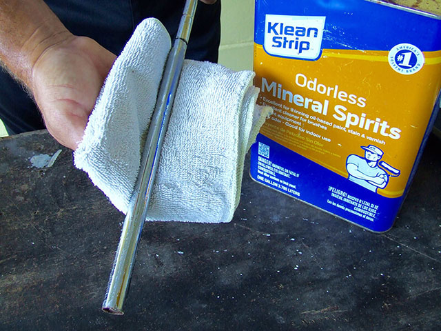 Remove glue with mineral spirits